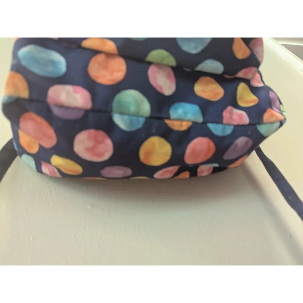 Jansport Backpack Polka Dots Navy Blue 2 Zipper Pockets large sports school